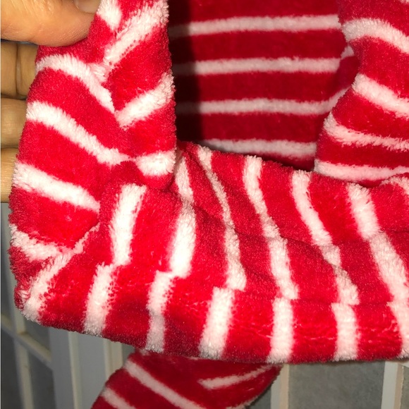 Little Me Christmas🎅🏽Santa Stretch Candy Cane Stripe Infant Footed Onesie NWT - Picture 6 of 15